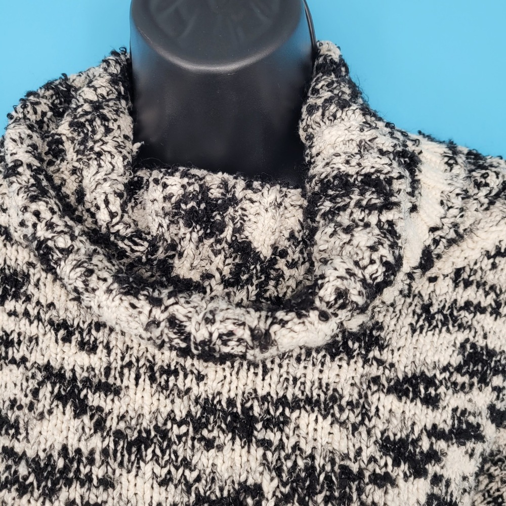 Free People Winter Storm Tunic Sweater Black Combo Neon Pink Stripe Oversized M - Picture 6 of 11